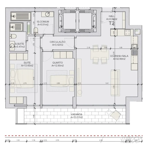Apartamento T2 para Venda em Loures Planta 2