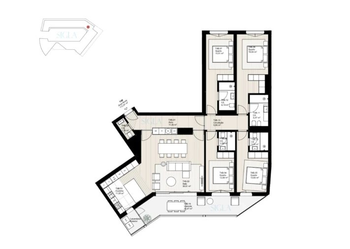 Apartamento T4 para Venda em Cedofeita, Santo Ildefonso, Sé, Miragaia, São Nicolau e Vitória Planta 1