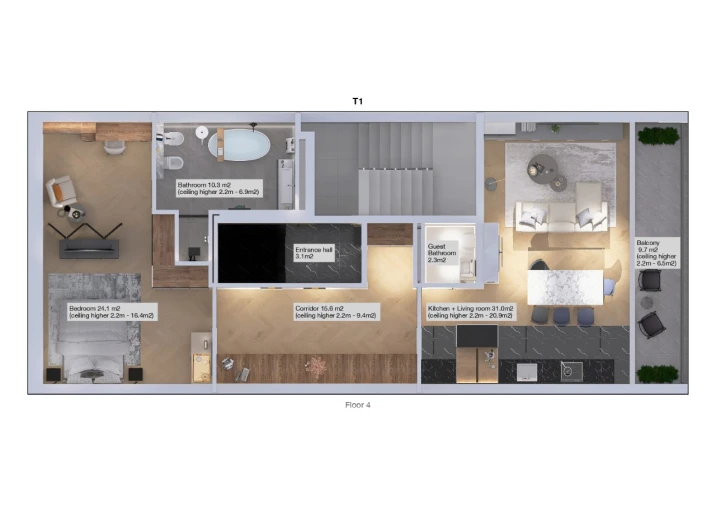 Apartamento T1 para Venda em Cedofeita, Santo Ildefonso, Sé, Miragaia, São Nicolau e Vitória Planta 1