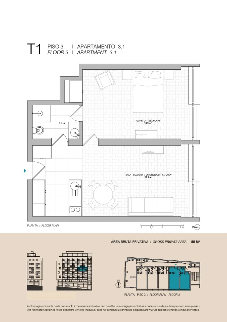 Apartamento T1 para Venda em Cedofeita, Santo Ildefonso, Sé, Miragaia, São Nicolau e Vitória Planta 1