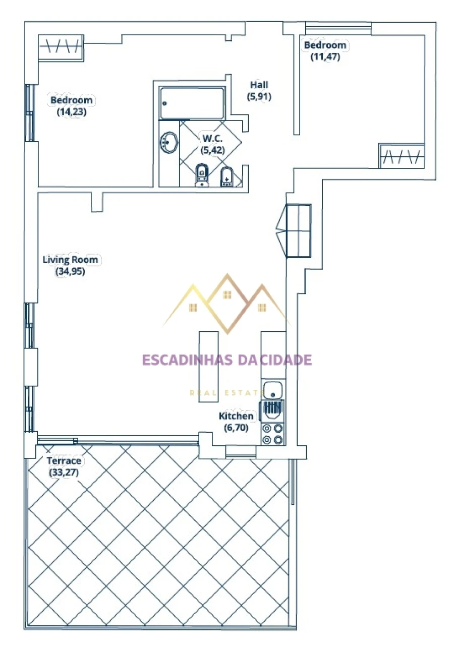 Apartamento T2 para Venda em Sesimbra (Santiago) Planta 1