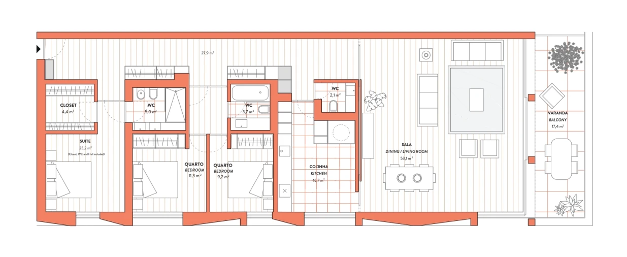 Apartamento T3 para Venda em Cascais e Estoril Planta 1
