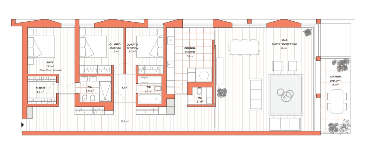 Apartamento T3 para Venda em Cascais e Estoril Planta 1