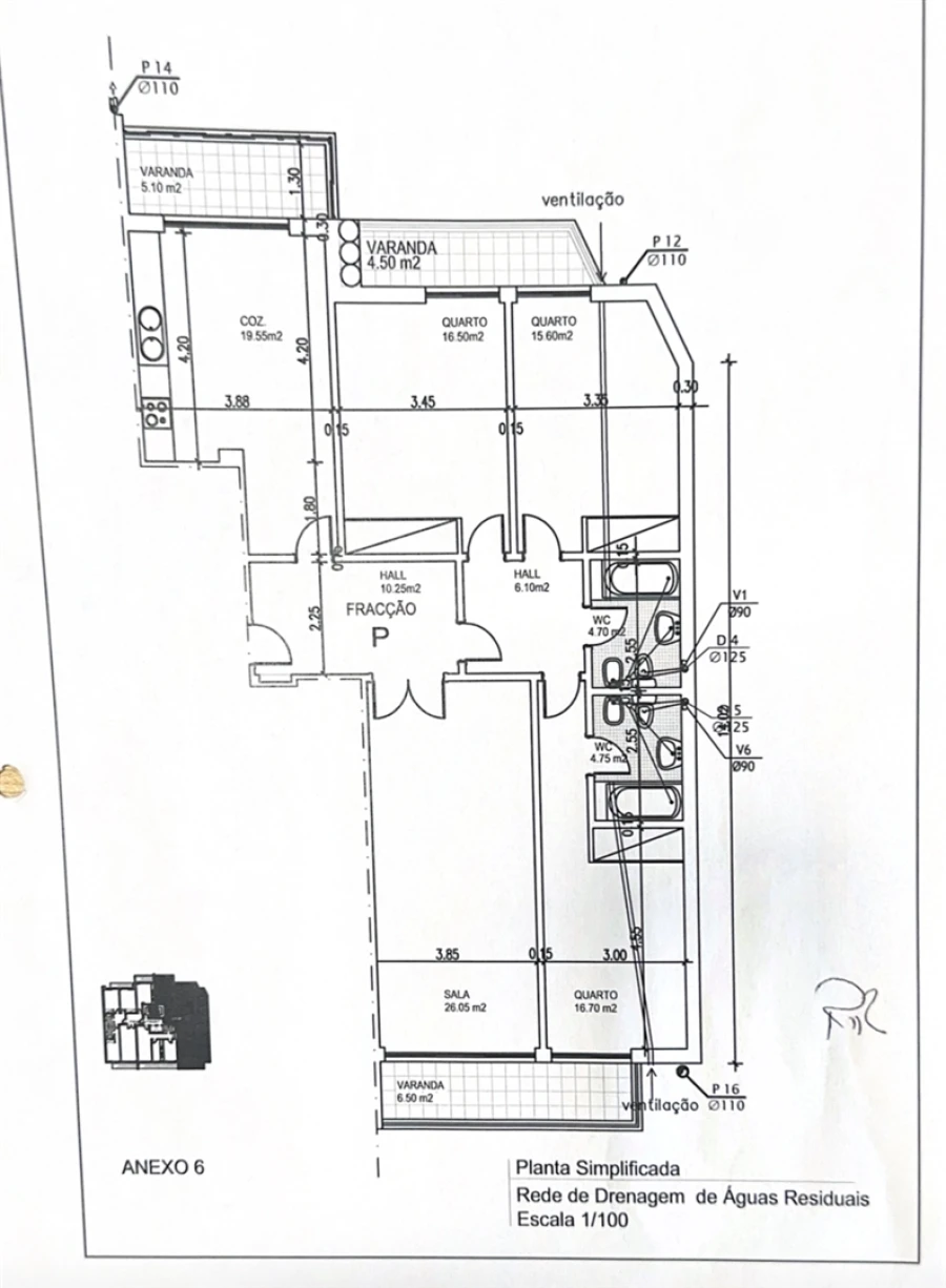 Apartamento T3 para Venda em Alcobaça e Vestiaria Planta 1