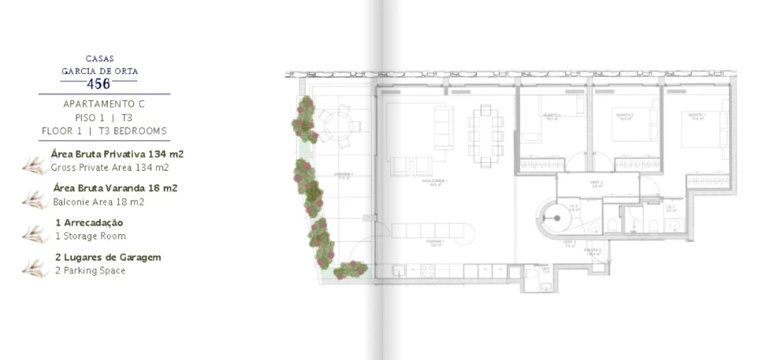 Apartamento T3 para Venda em Aldoar, Foz do Douro e Nevogilde Planta 1