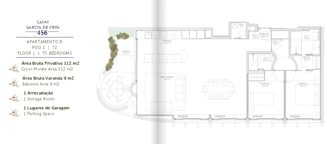 Apartamento T2 para Venda em Aldoar, Foz do Douro e Nevogilde Planta 1