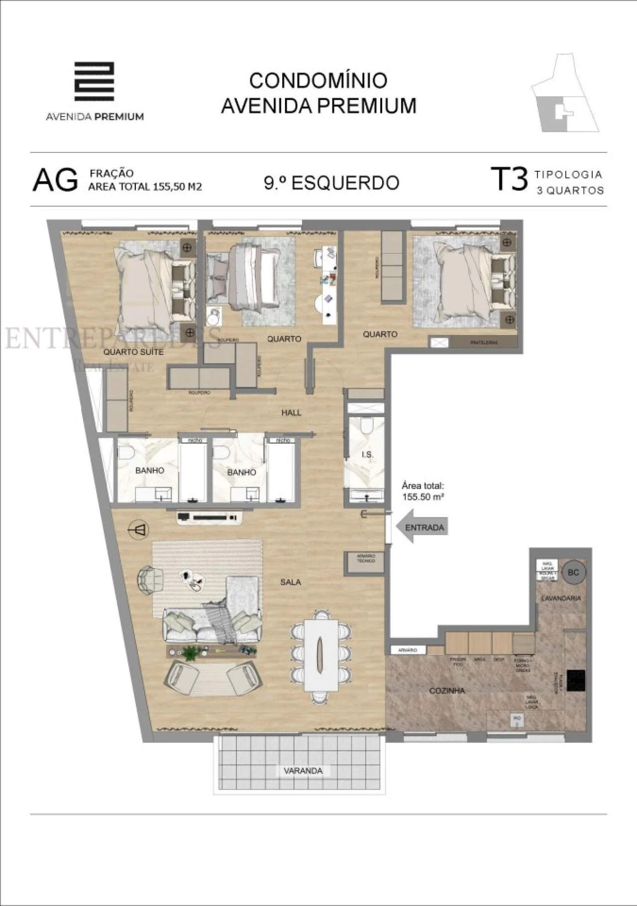 Apartamento T3 para Venda em Mafamude e Vilar do Paraíso Foto 46