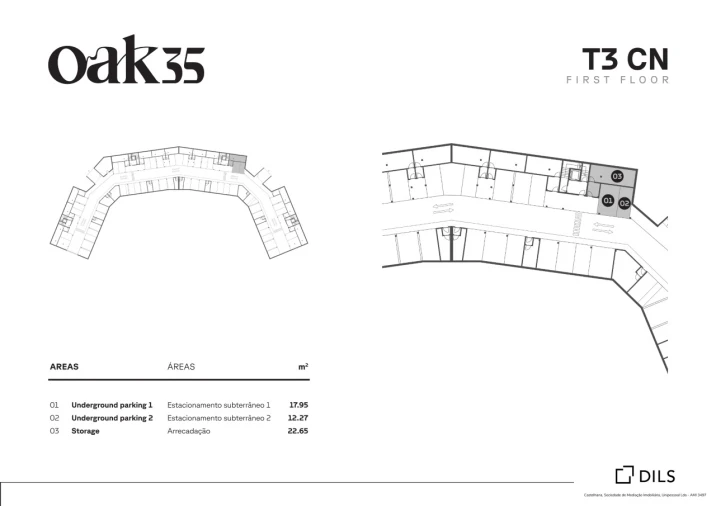 Apartamento T3 para Venda em Quarteira Planta 1