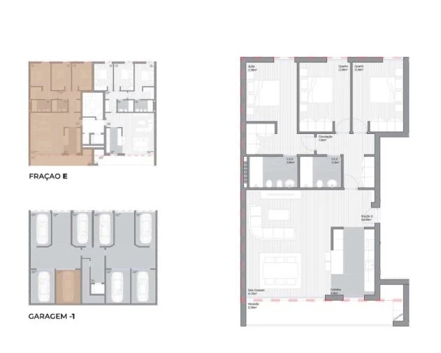 Apartamento T3 para Venda em São João Baptista Planta 1