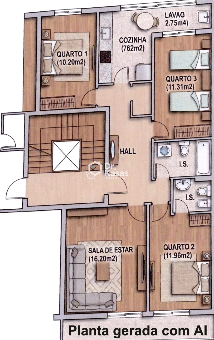Apartamento T3 para Venda em Alto do Seixalinho, Santo André e Verderena Planta 1