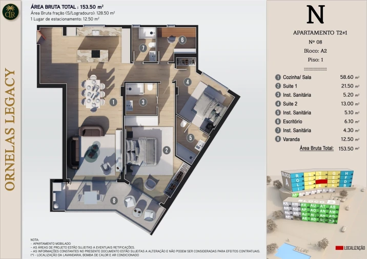 Apartamento T3 para Venda em Calheta Planta 1
