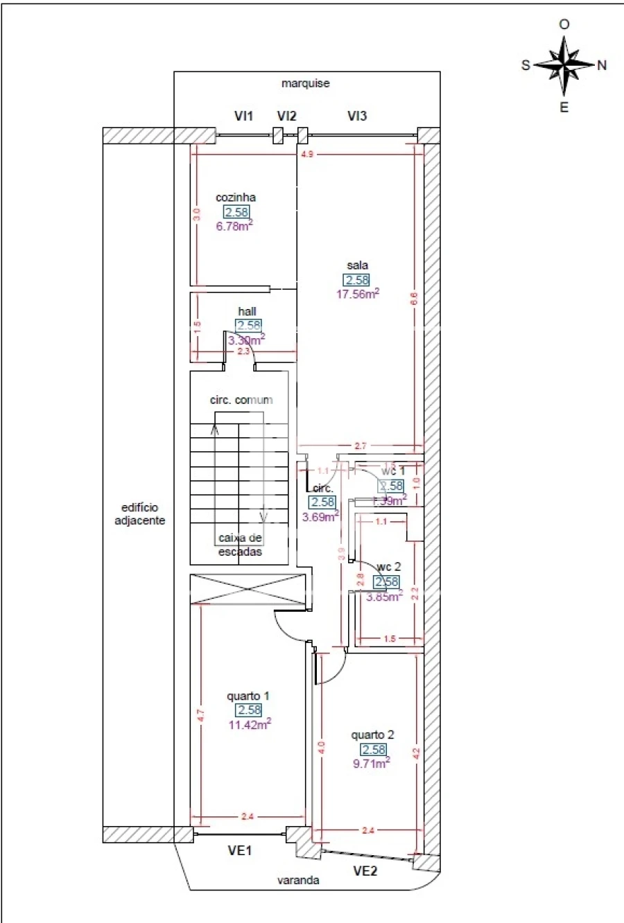 Apartamento T2 para Venda em Vila do Conde Planta 1