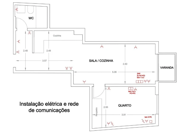 Apartamento T1 para Arrendamento em Areeiro Planta 1