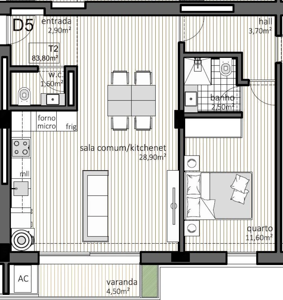 Apartamento T2 para Venda em Paranhos Planta 1