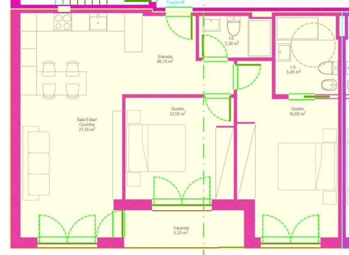 Apartamento T2 para Venda em Covilhã e Canhoso Planta 1