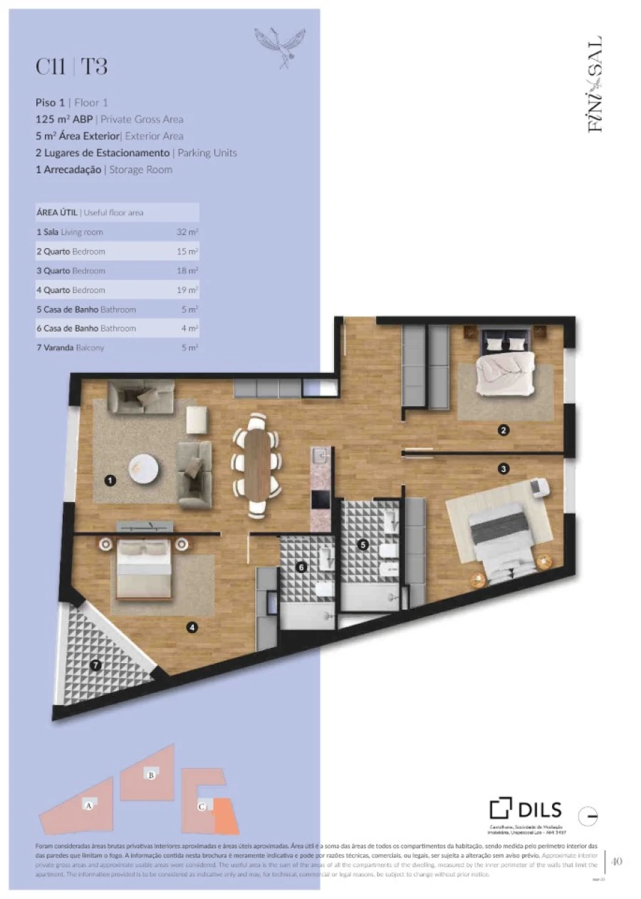 Apartamento T3 para Venda em Santa Maria do Castelo e Santiago e Santa Susana Planta 1