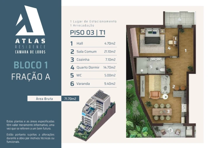 Apartamento T1 para Venda em Camara de Lobos Planta 1