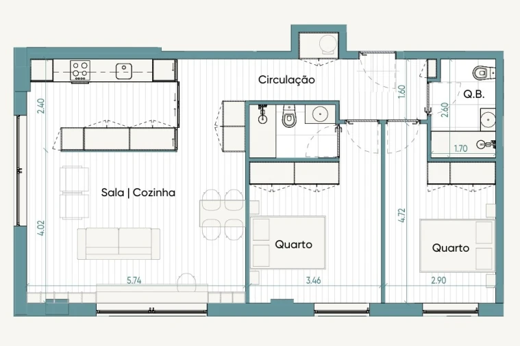 Apartamento T2 para Venda em Matosinhos e Leça da Palmeira Planta 1