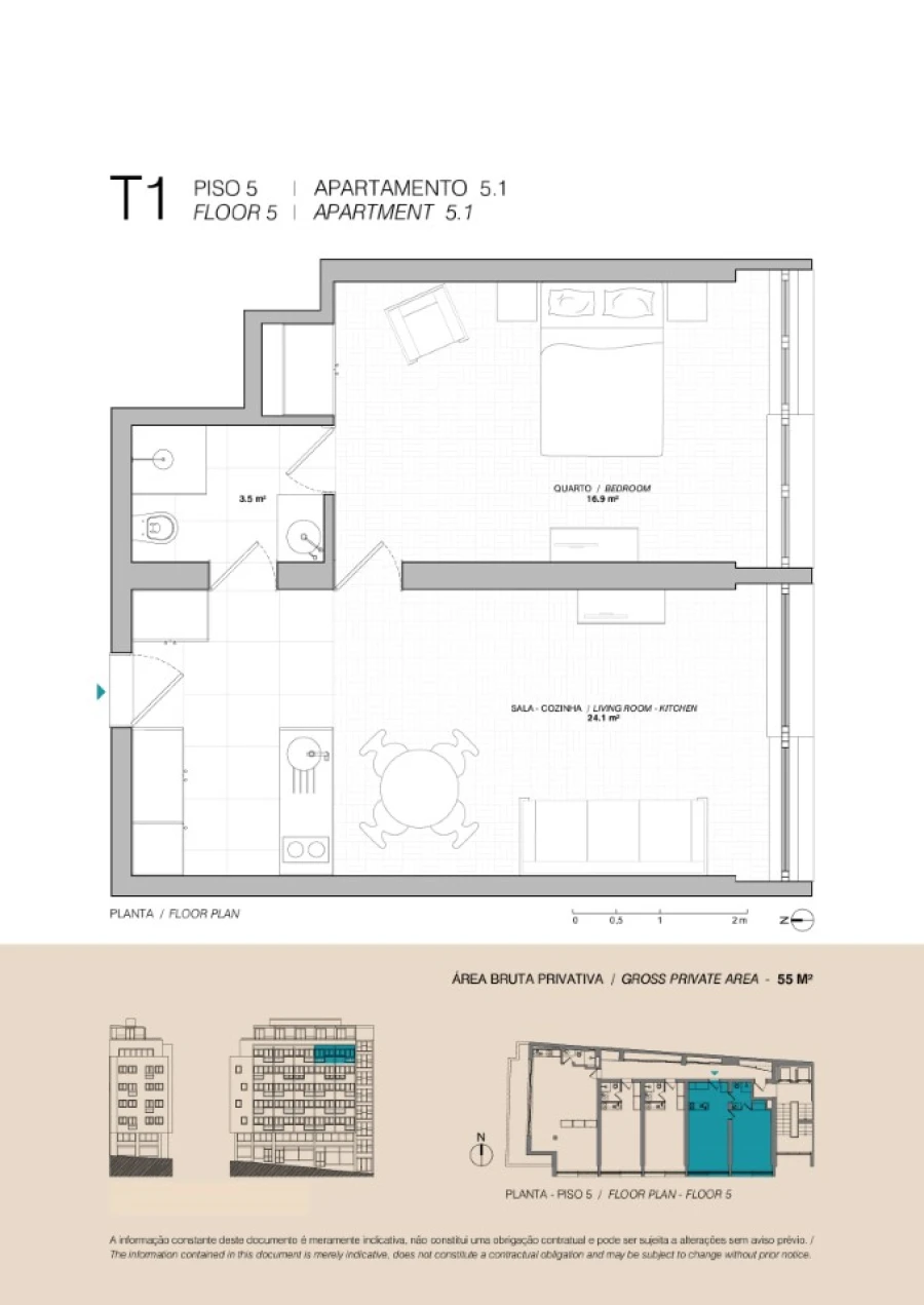 Apartamento T1 para Venda em Cedofeita, Santo Ildefonso, Sé, Miragaia, São Nicolau e Vitória Planta 1
