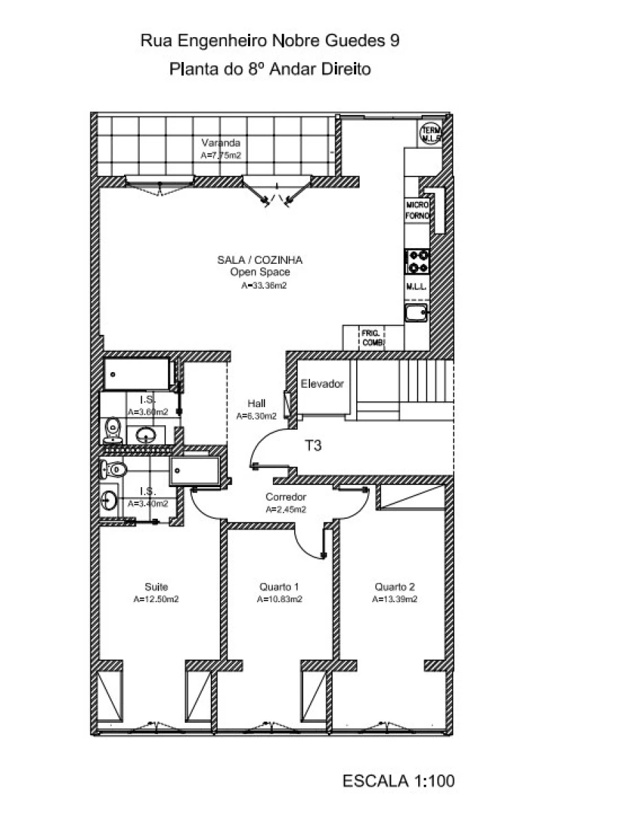 Apartamento T3 para Venda em Benfica Planta 1