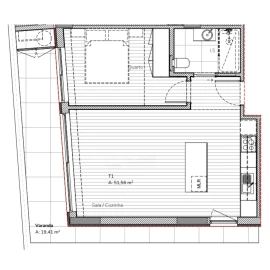 Apartamento T1 para Venda em Santa Marinha e São Pedro da Afurada