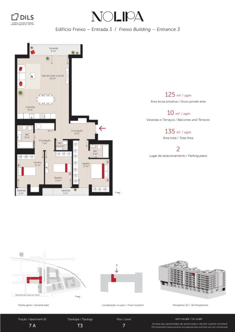 Apartamento T3 para Venda em Lumiar Planta 1