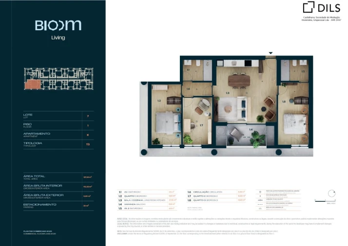 Apartamento T3 para Venda em Moreira Planta 1