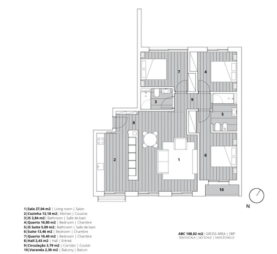 Apartamento T3 para Venda em Santo António dos Cavaleiros e Frielas Planta 1