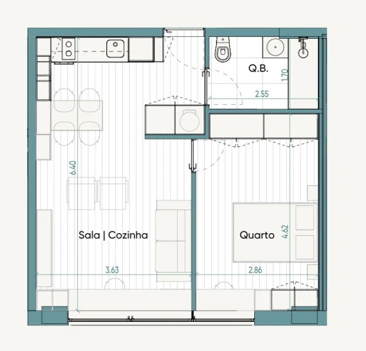 Apartamento T1 para Venda em Matosinhos e Leça da Palmeira Planta 1