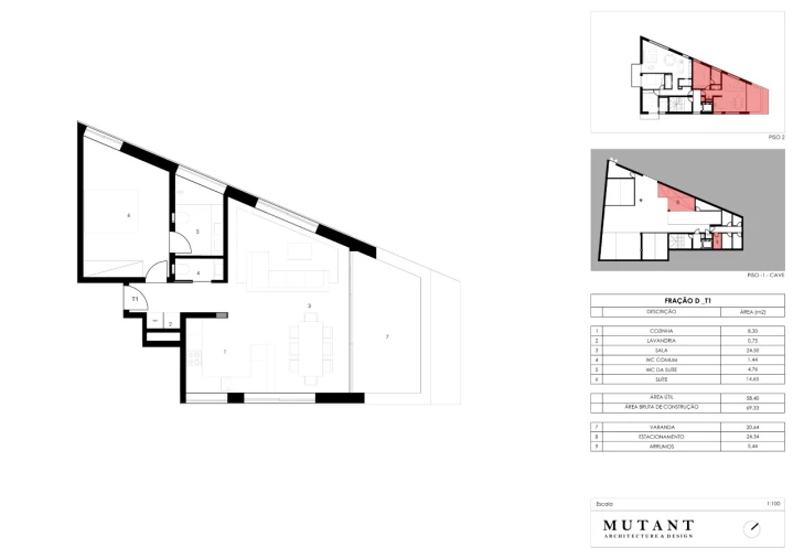 Apartamento T1 para Venda em Gondomar (São Cosme), Valbom e Jovim Planta 1