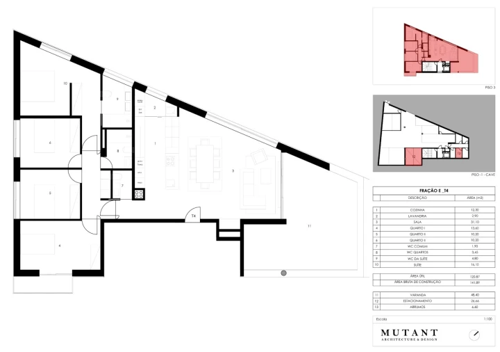 Apartamento T4 para Venda em Gondomar (São Cosme), Valbom e Jovim Planta 1
