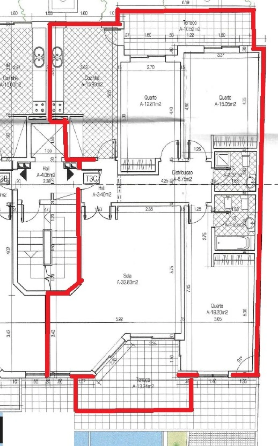 Apartamento T3 para Venda em Quelfes Planta 1