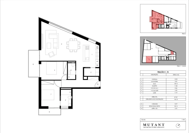 Apartamento T2 para Venda em Gondomar (São Cosme), Valbom e Jovim Planta 2