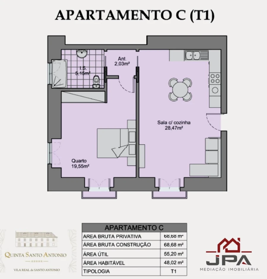 Apartamento T1 para Venda em Vila Real de Santo Antonio Planta 1