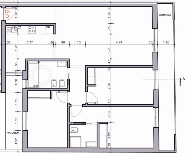 Apartamento T3 para Venda em Vila Real de Santo Antonio Planta 1