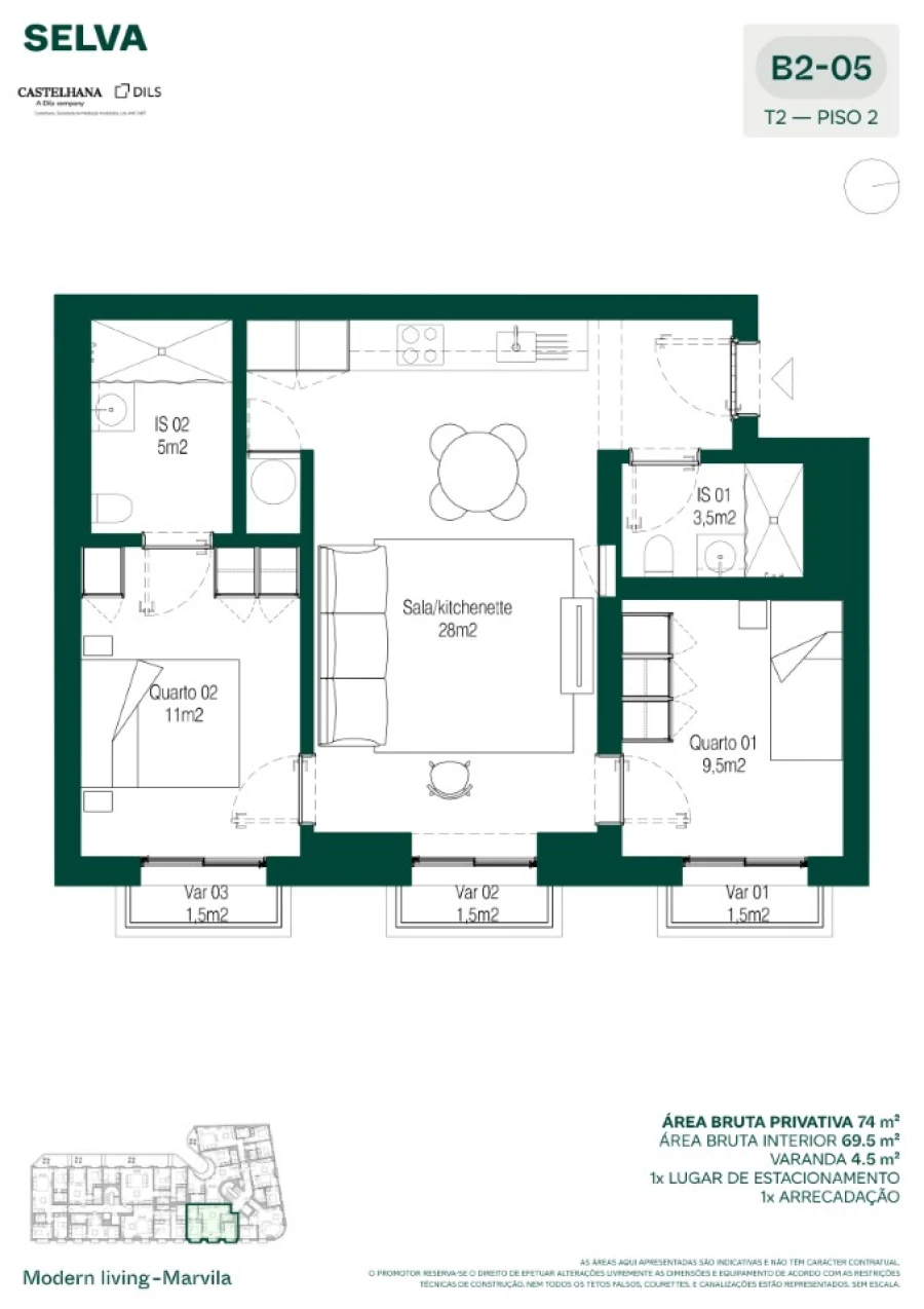 Apartamento T2 para Venda em Marvila Planta 1