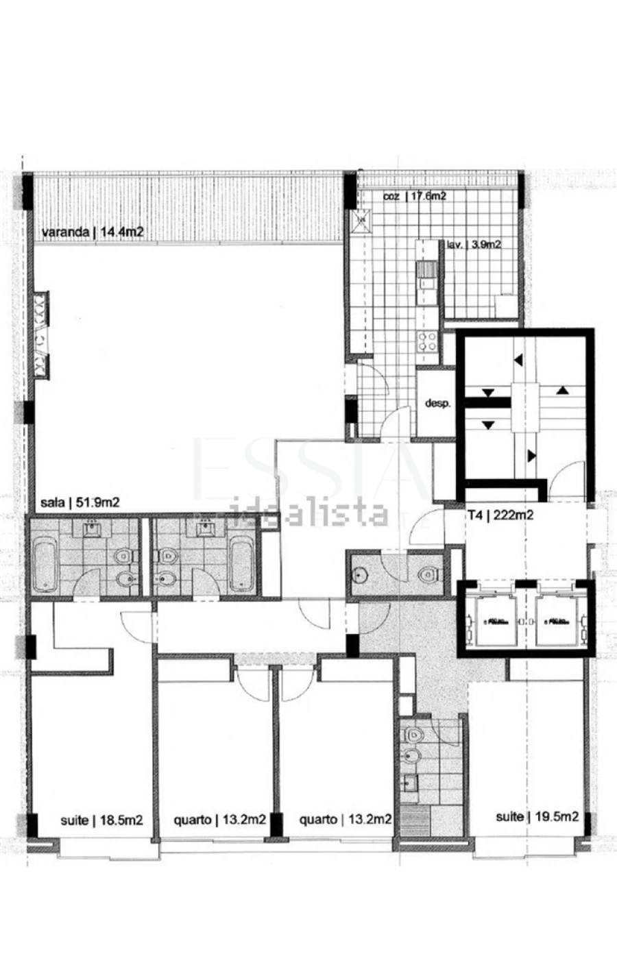 Apartamento T4 para Arrendamento em Matosinhos e Leça da Palmeira Planta 1