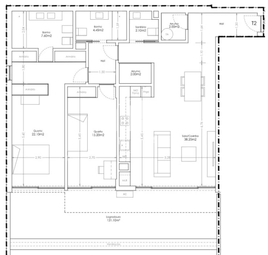 Apartamento T2 para Venda em Canidelo Planta 1