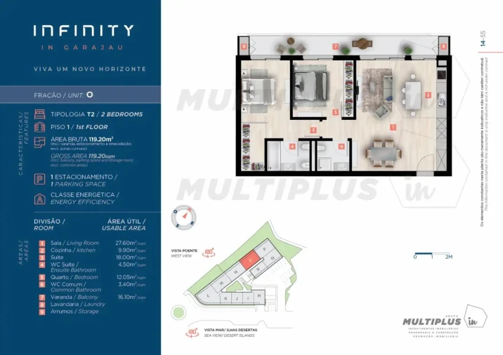 Apartamento T2 para Venda em Caniço Planta 1