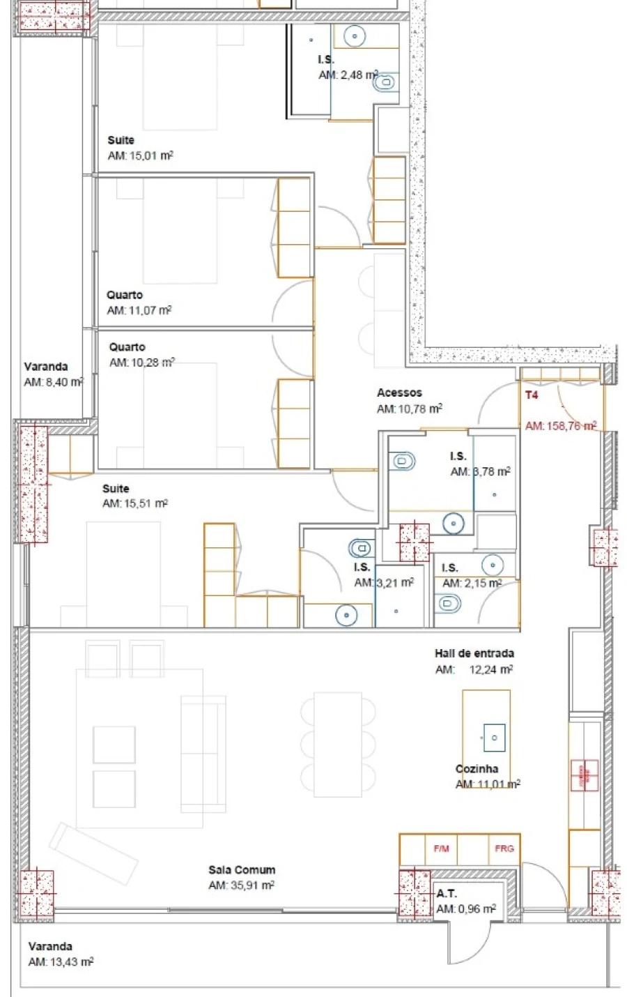 Apartamento T4 para Venda em Ramalde Planta 1