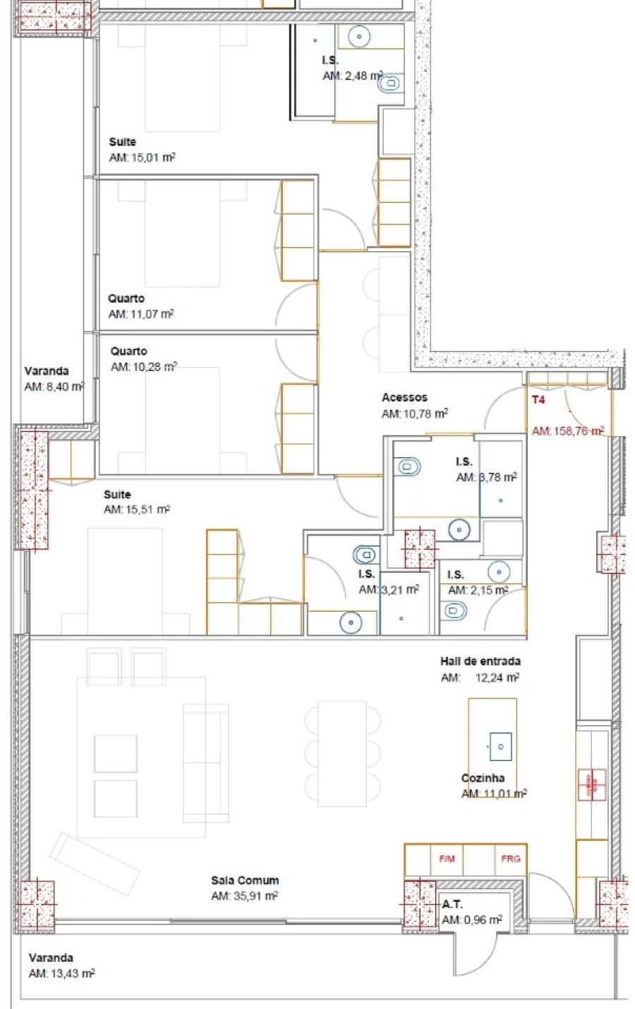 Apartamento T4 para Venda em Ramalde Planta 1