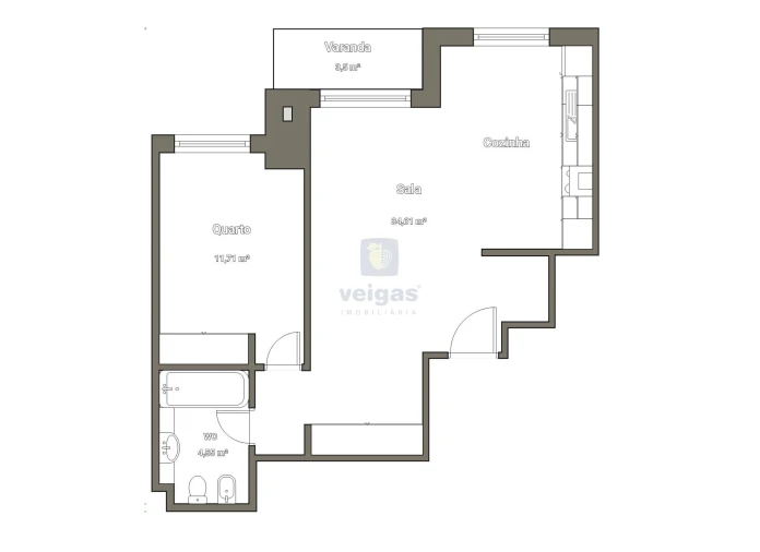 Apartamento T1 para Venda em São Martinho do Porto Planta 1