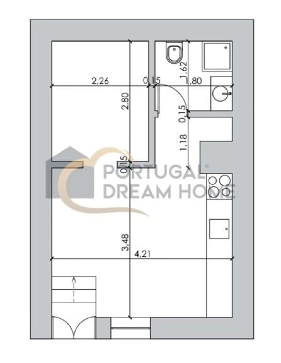 Moradia T2 para Venda em Albufeira e Olhos de Água Planta 1
