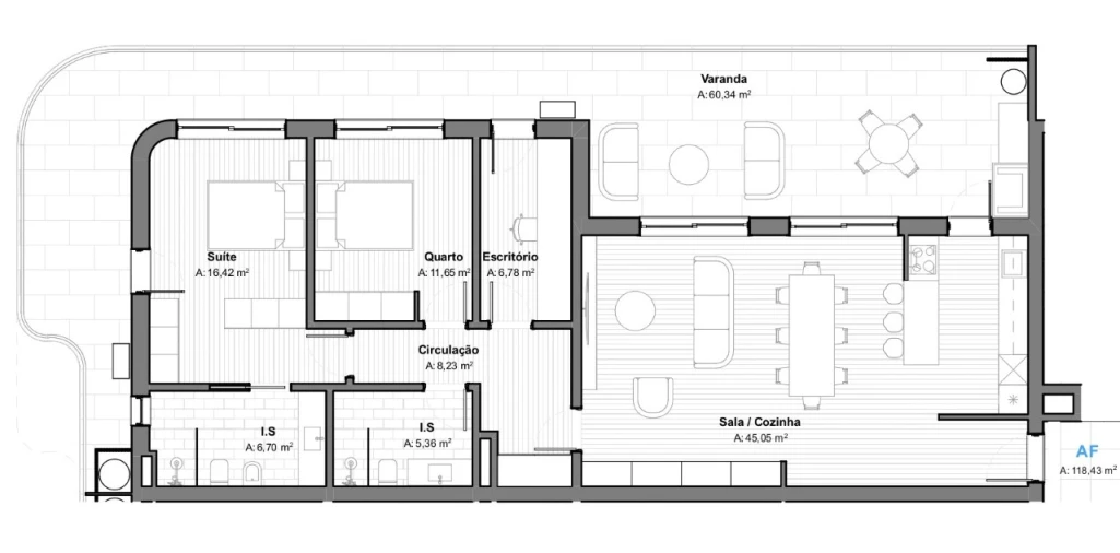 Apartamento T2 para Venda em Armação de Pera Planta 1
