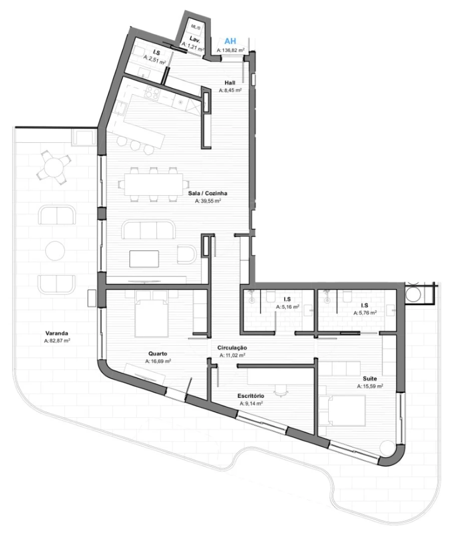Apartamento T2 para Venda em Armação de Pera Planta 1