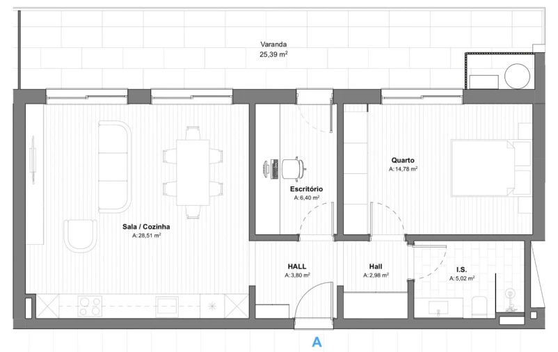 Apartamento T1 para Venda em Armação de Pera Planta 1