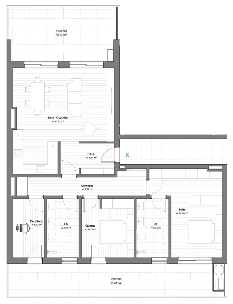Apartamento T2 para Venda em Armação de Pera Planta 1