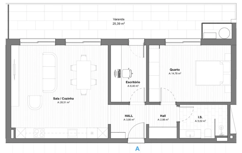 Apartamento T1 para Venda em Armação de Pera Planta 1