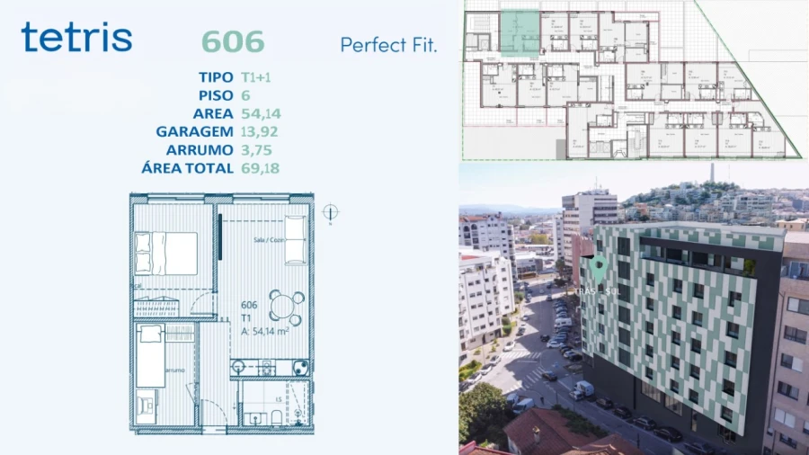Apartamento T1 para Venda em Mafamude e Vilar do Paraíso Planta 1