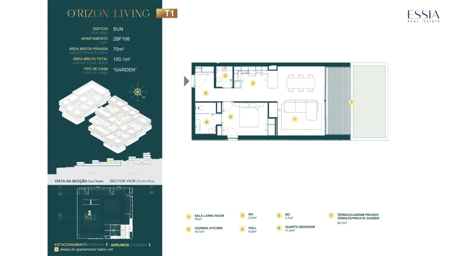 Apartamento T1 para Venda em Gondomar (São Cosme), Valbom e Jovim Planta 1
